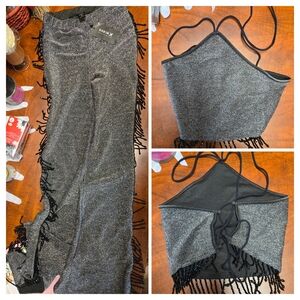 SHEIN Glittery Black Fringe Set